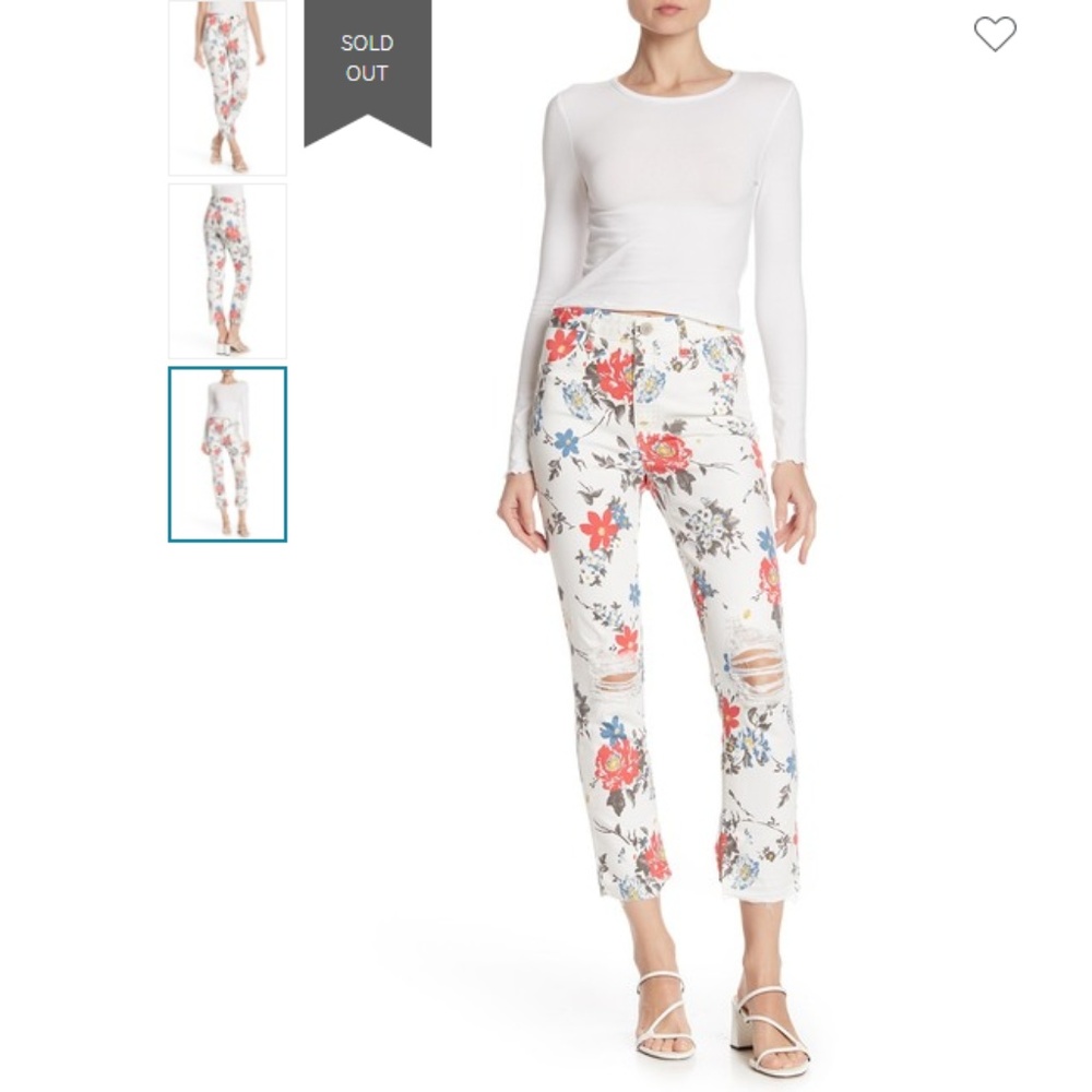 Show Me Mumu Floral Ankle Cropped Jeans size 25 - Picture 1 of 3